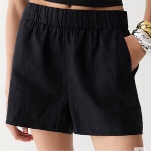 New J. Crew 100% Linen Black Tropez Shorts Beachy Minimalist Resort Size Large